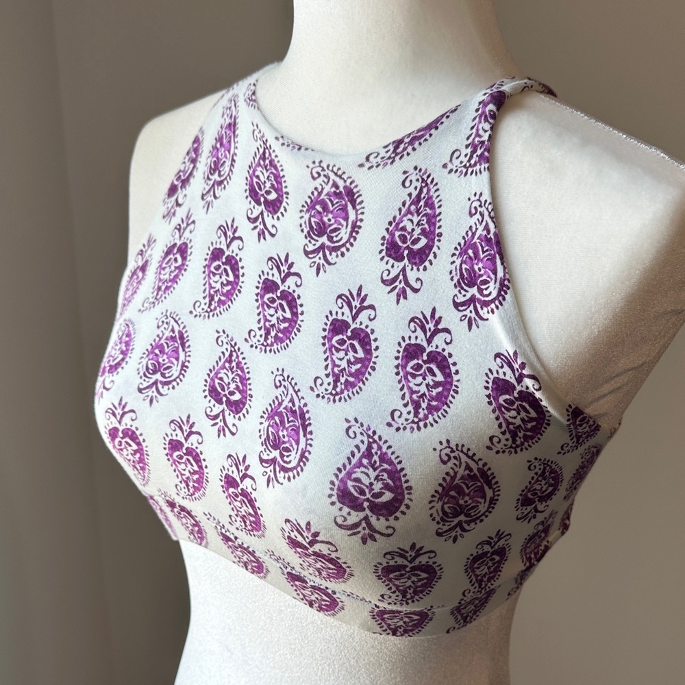 NWT Spiritual Gangster White and Purple Paisley Crop Top - Picture 3 of 7